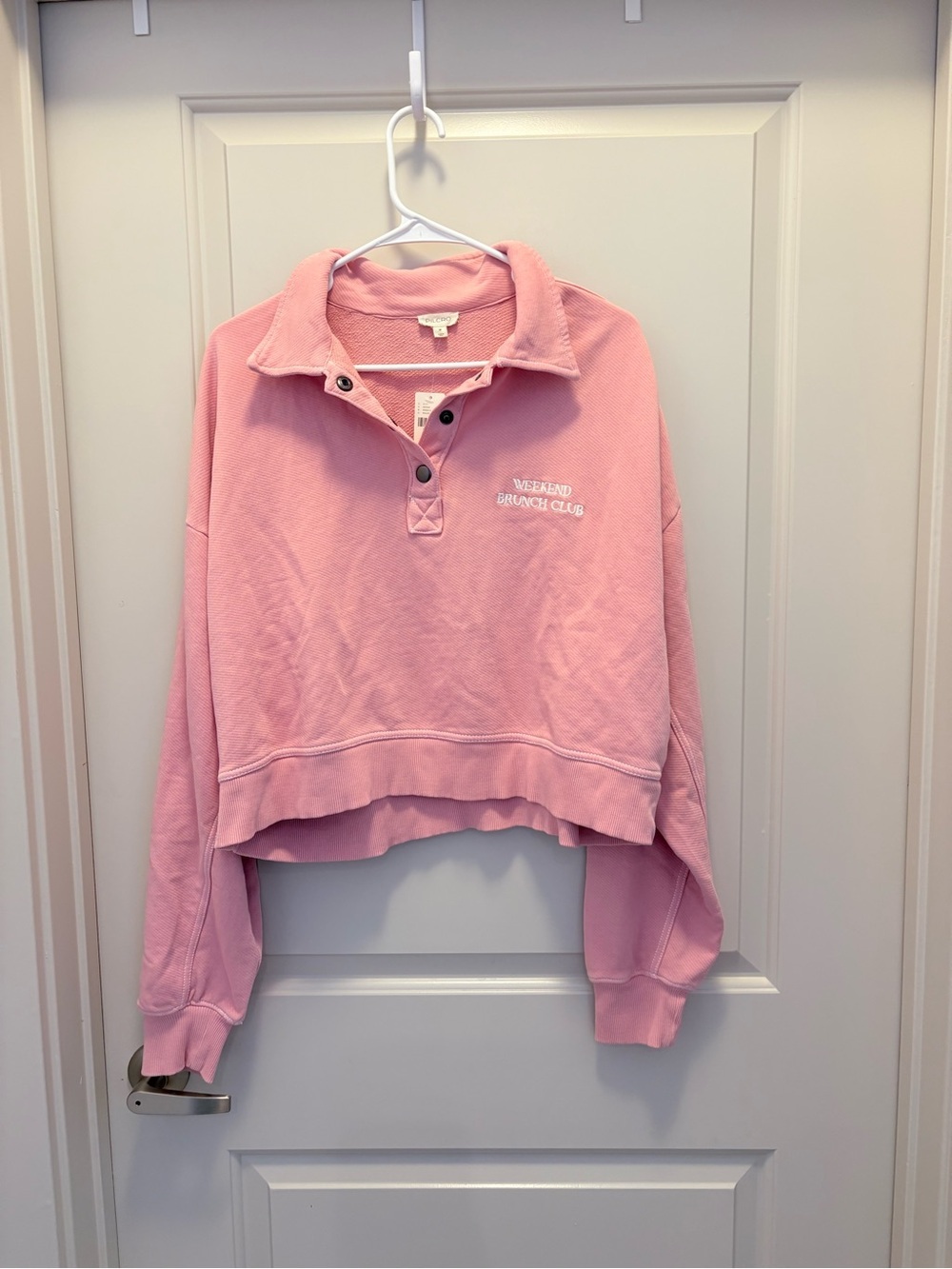 Pilcro Weekend Brunch Club Henley Cropped Sweatshirt from Anthropologie NWT M - Picture 4 of 7